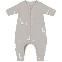 GUNAMUNA Long-Sleeve Footie Sleep Sack for Babies, Diaper Zipper, Convertible Foot Cuffs, Anti-Slip Grips, 0.5 TOG
