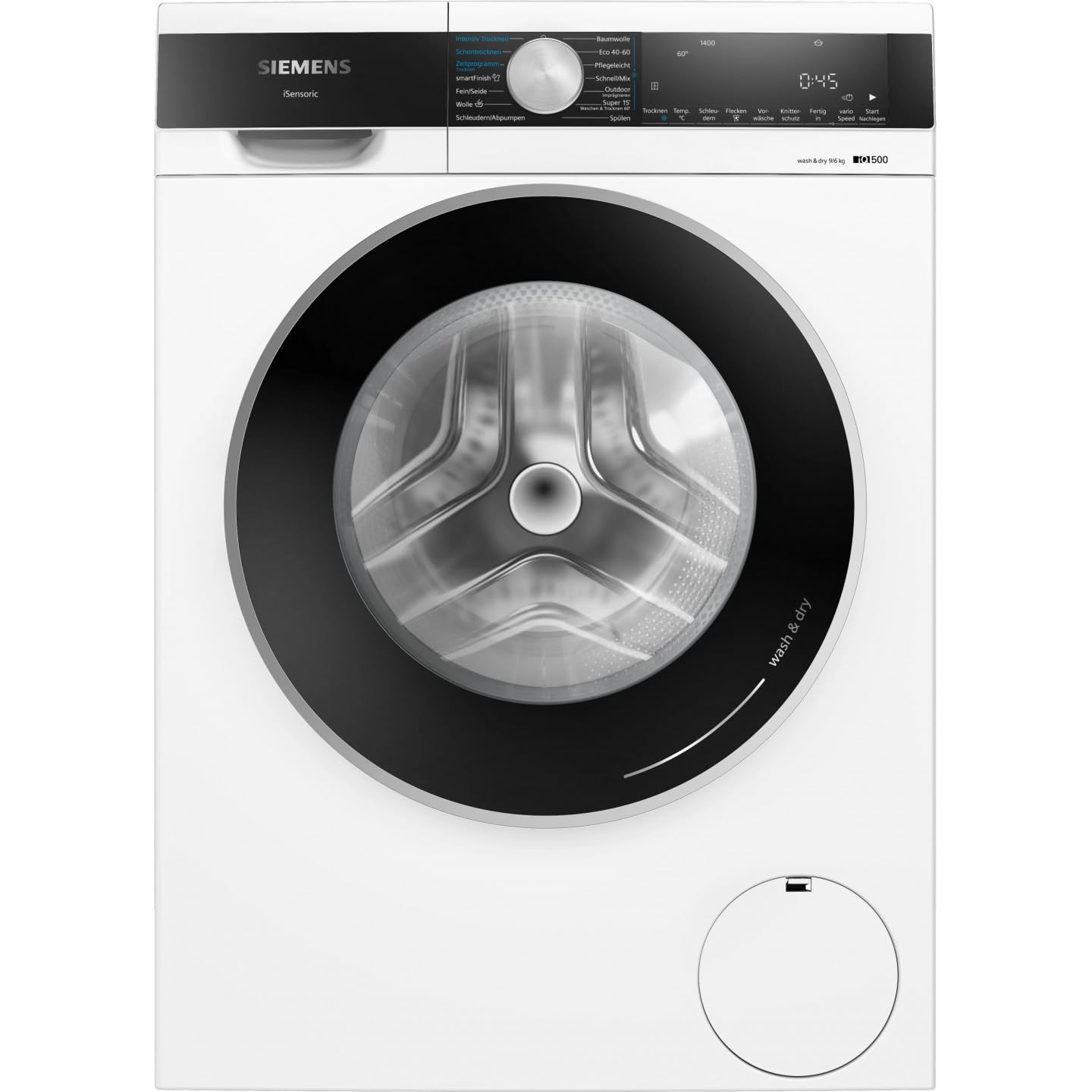 Siemens iQ500 WN44G241 Waschtrockner 9 kg Waschen 6 kg Trocknen 1400 UpM Antiflecken-System smartFinish Outdoor-Programm