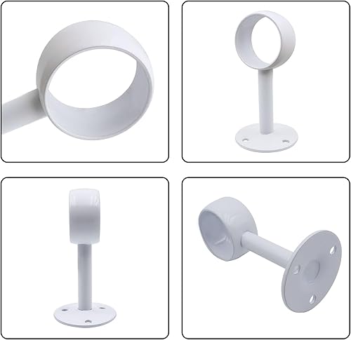 Miniatura 10 de Shonmogar Soporte de barra de cortina de techo, paquete de 6 soportes individuales de barra de cortina de metal, gancho para barra de cortina de 1