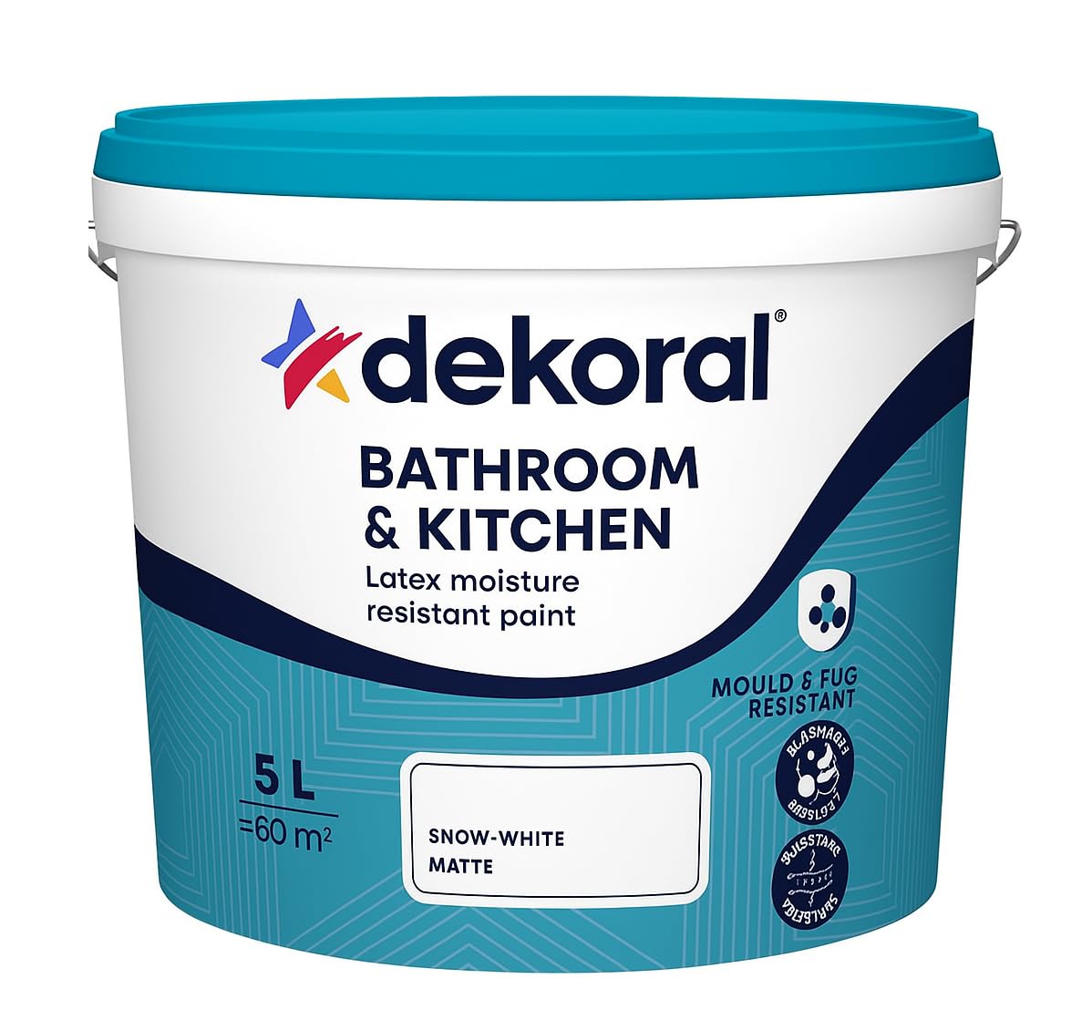 Trans - Pal White Bathroom & Kitchen Paint 5L – Moisture & Mould Resistant | Ultra Durable Matte Finish | Anti-Fungal & Scrubbable