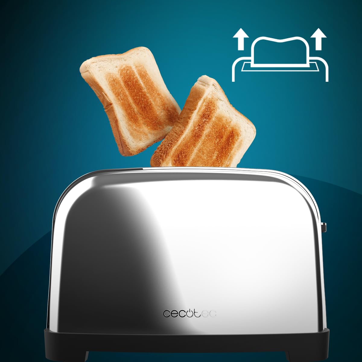 Cecotec Toster Pionowy 4 Gniazda Krótkie Toastin' time 1700 Double Inox. 1700 W, 4 kromki chleba, szerokie gniazdo 3,8 cm, 2 stojaki na bułki i tacę do zbierania, stal nierdzewna