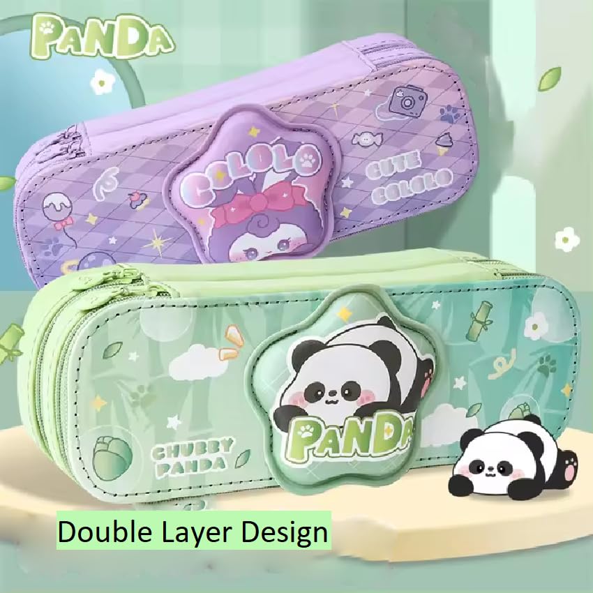 Image of Parshya Pencil Case Double Layer 3D Cute Pencil Pouch Aesthetic Pencil Case for Girls Large Capacity Pen Pencil Pouch Multifunctional Stationery Organizer for School (Double Layer Cololo)