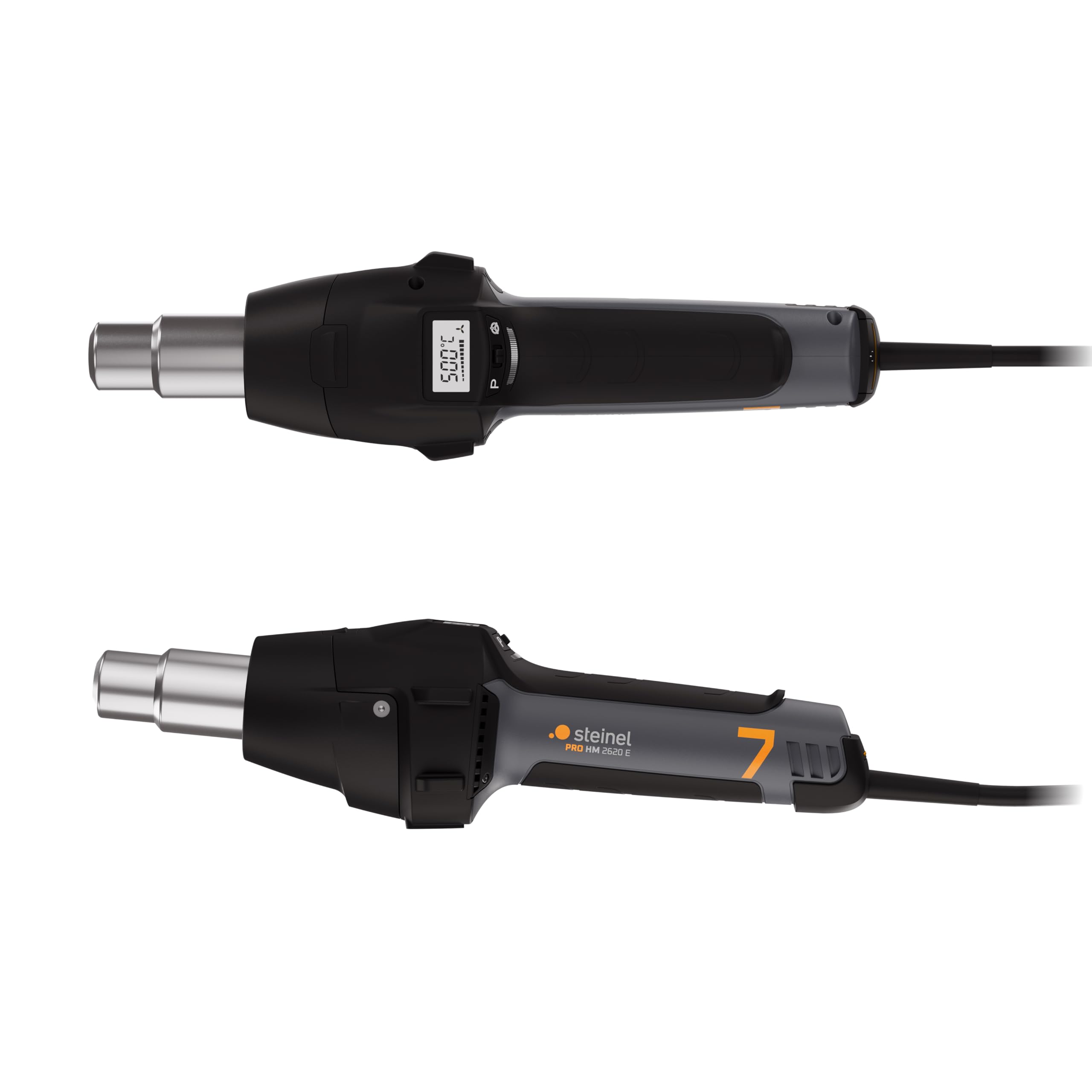 Steinel Heißluftpistole HM 2620 E im Koffer, 2300 W Stab-Heißluftgebläse, 700°C Heißluftfön, LCD-Display, LOC-Funktion