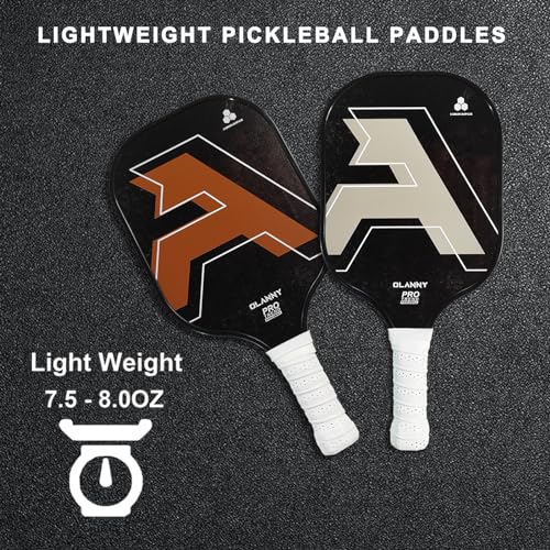 Image of OLANNY Graphite Pickleball Paddles Set- Premium Rackets Fiber Face & Polymer Honeycomb Core Pickleball Set Includes Pickleball Paddles + Pickleball Balls+ Replacement Soft Grip + 1 Bag