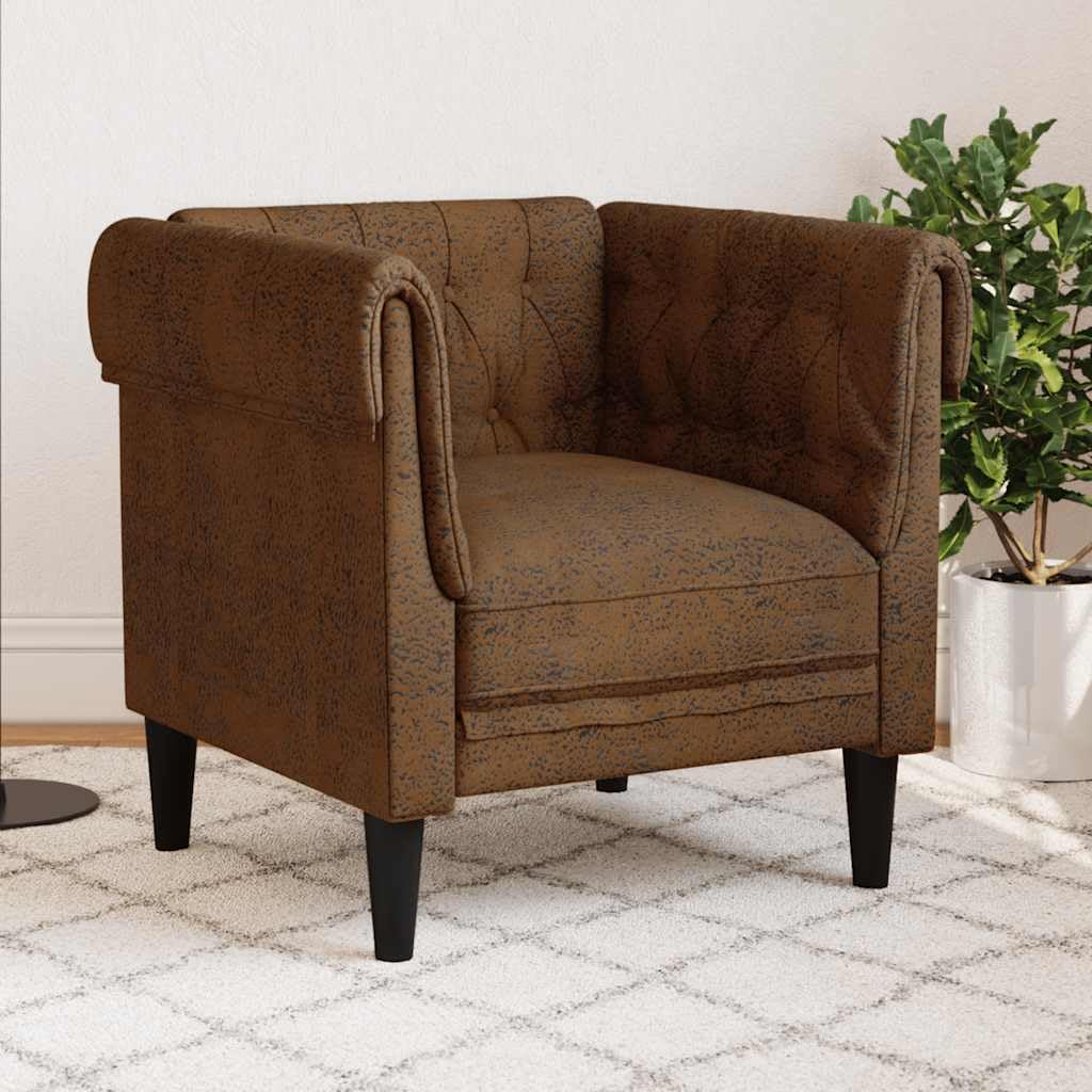 Sillón Chesterfield de Tela marrón,16.4kg-372546