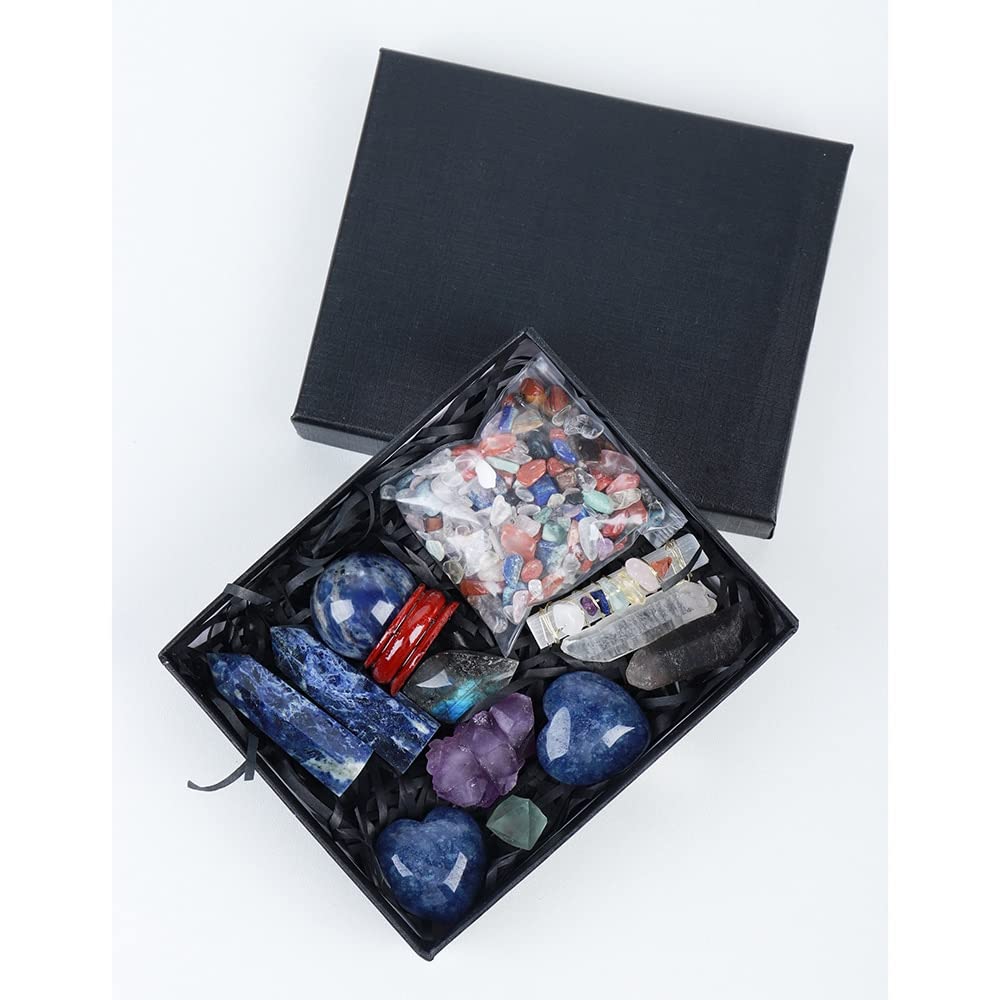ZTBH Cristal de meditación Natural Paquete de Regalo de la Caja de Regalo del Chakra de la Caja de Regalo del Chakra del Chakra Aura Magic Wand Paquete de energía Piedra de Cristal (Color : 6)