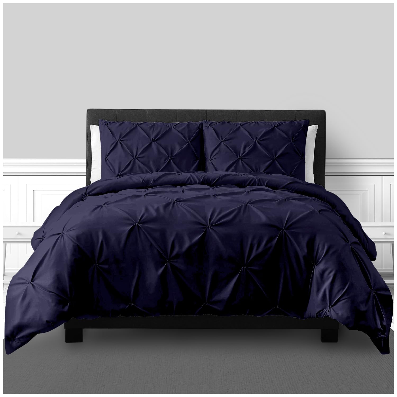 GC GAVENO CAVAILIA Pleated Bedding Set, Double Duvet Cover with Pillowcases, Luxury Pinch Pleat Ruched Quilt Cover