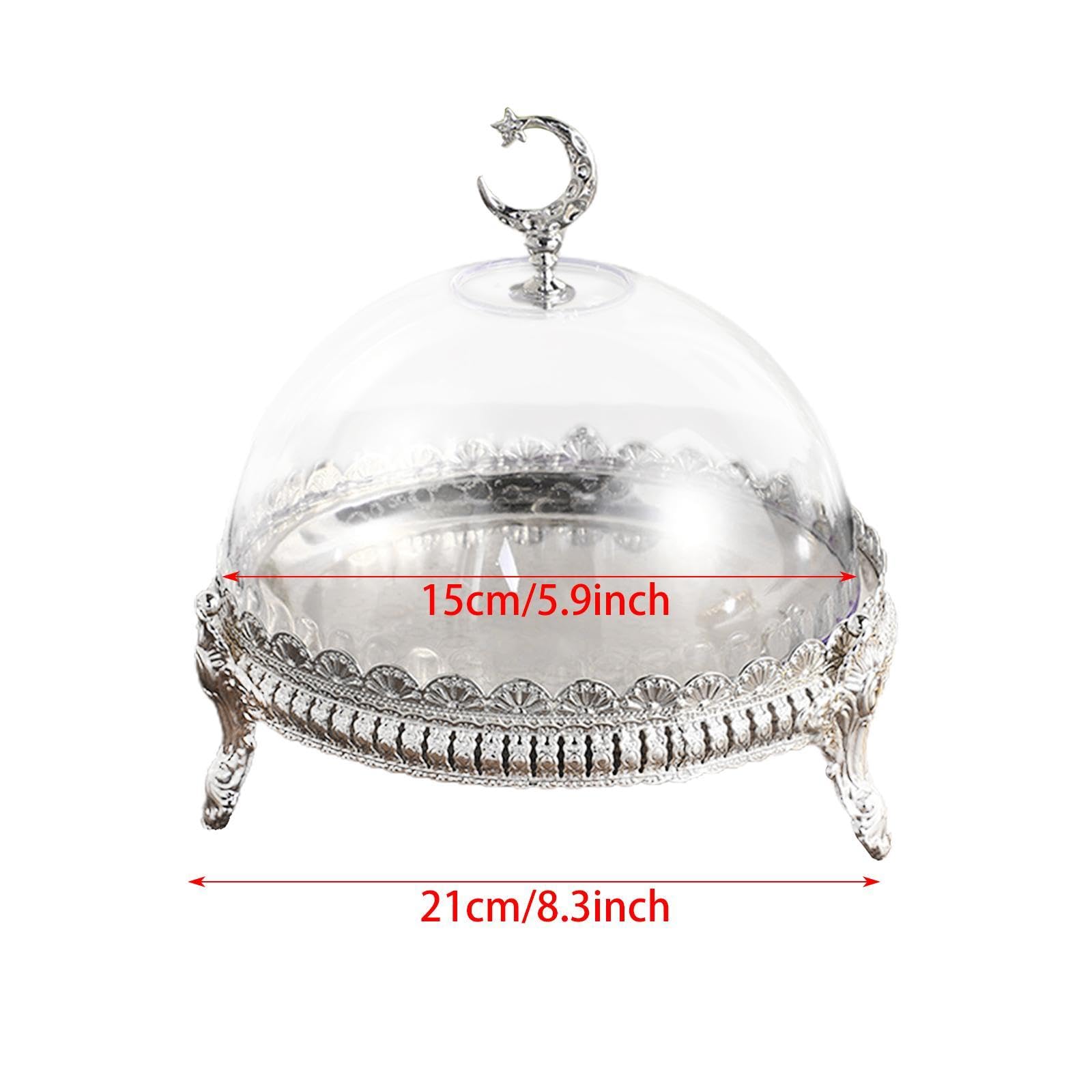Elegante Expositor de Tartas con Tapa Transparente para Fiestas, Plata, Individual