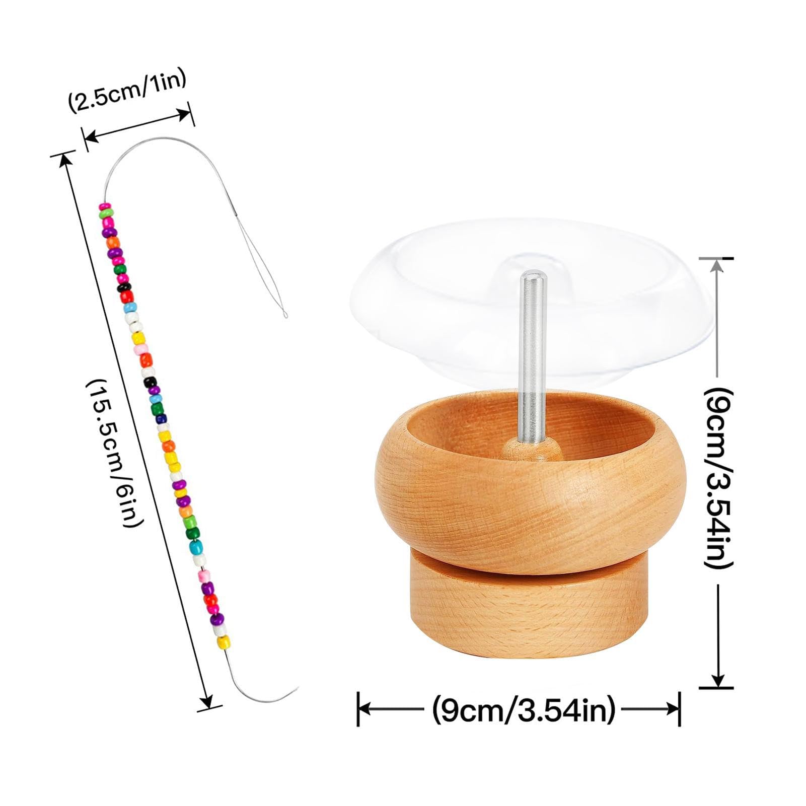 Kit di rotazione di perle, kit di perline di dimensioni in legno con perla Spinner – Kit di trottola e perline di dimensioni con 4 ciotole, 2 aghi e 1000 perline, trottola di perle di argilla