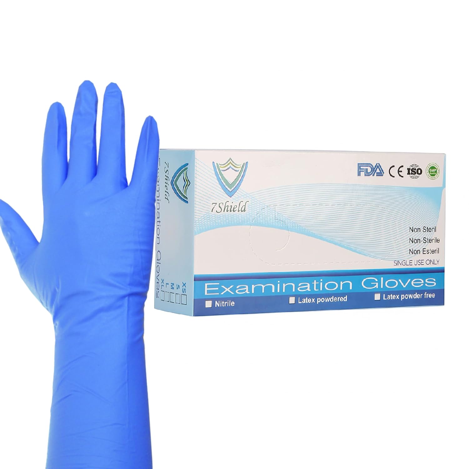 7Shield Blue Nitrile Extended cuff (12 IN) Surgical gloves for hospital, Clinic & Food cleaning (Pack of 60pc) (B0C9TYKT3P) Amazon Price History, Amazon Price Tracker