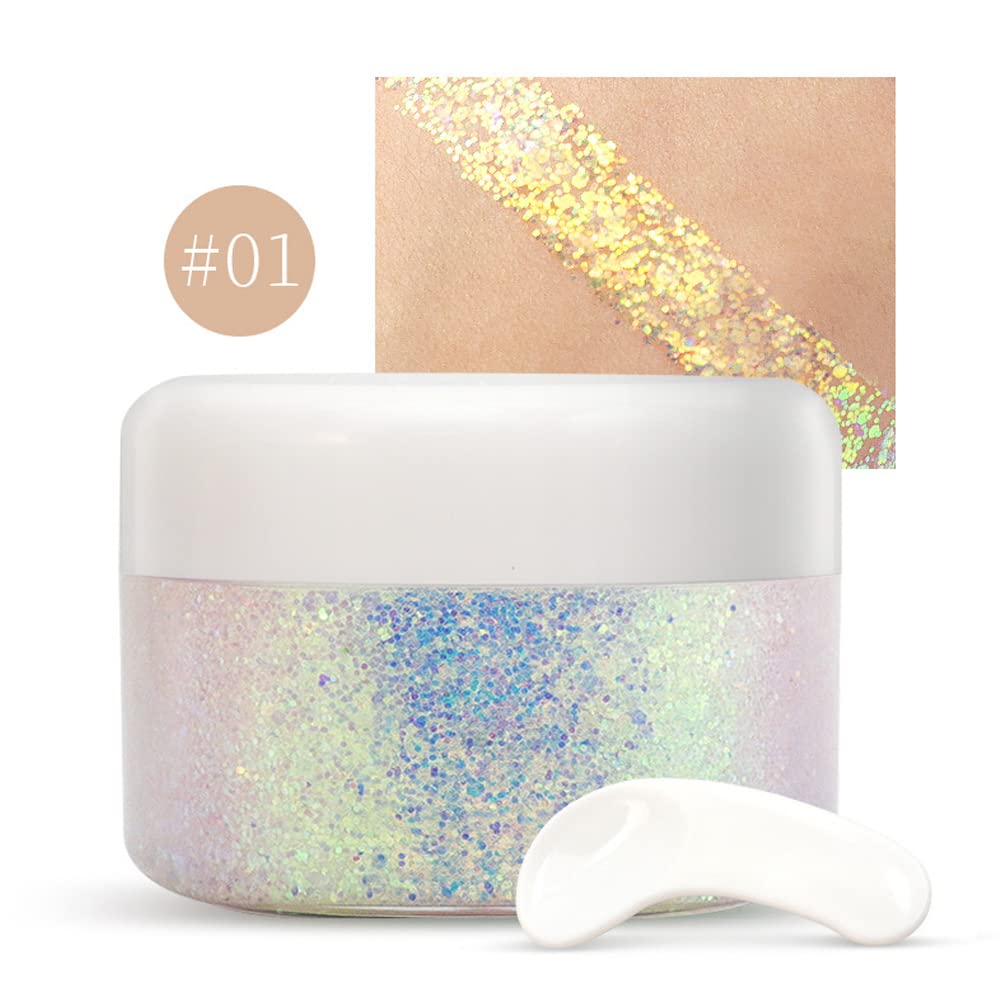 GL-Turelifes Body Glitter Gel, Holographic Face Glitter Gel Mermaid Fine Glitter for Body Face - Image 2