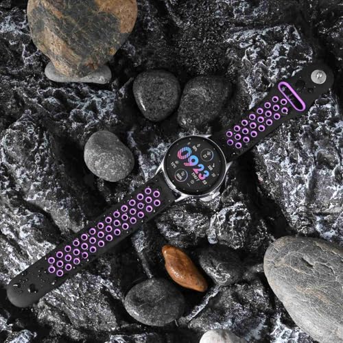 BISONSTRAP Watch Bands for Men and Women, Ventilated Silicone Watch Straps, Quick Release Sport Loop Band, 22mm, Black/Purple - Image 8