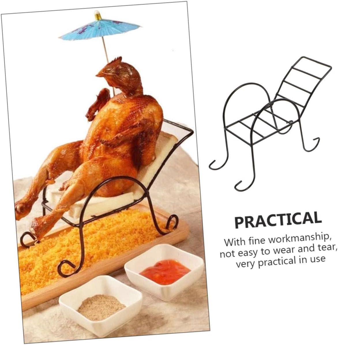 Kisangel 2pcs Chicken Grill Rack Stand Chicken Roasting Rack BBQ Grill Holder Non-Stick for Picnics Parties