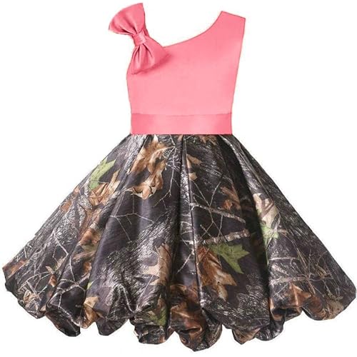 DINGZANCAMO Puffy Bubble Camo Skirt Flower Girl Dress for Mini Bridesmaid Formal Prom Ball Gown