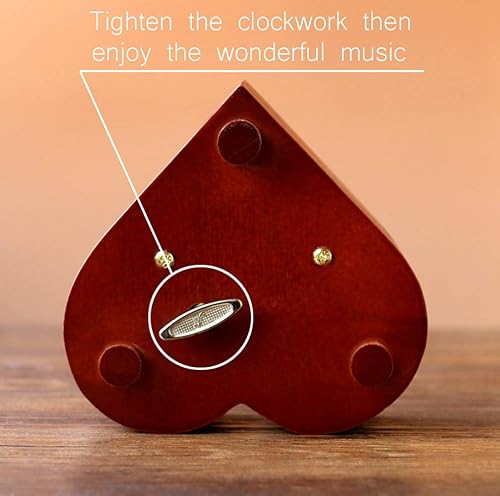 Miniatura 3 de Sooharic Caja de música de madera, mecanismo de relojería en forma de corazón, regalos de cumpleaños musicales para niños (feliz cumpleaños)
