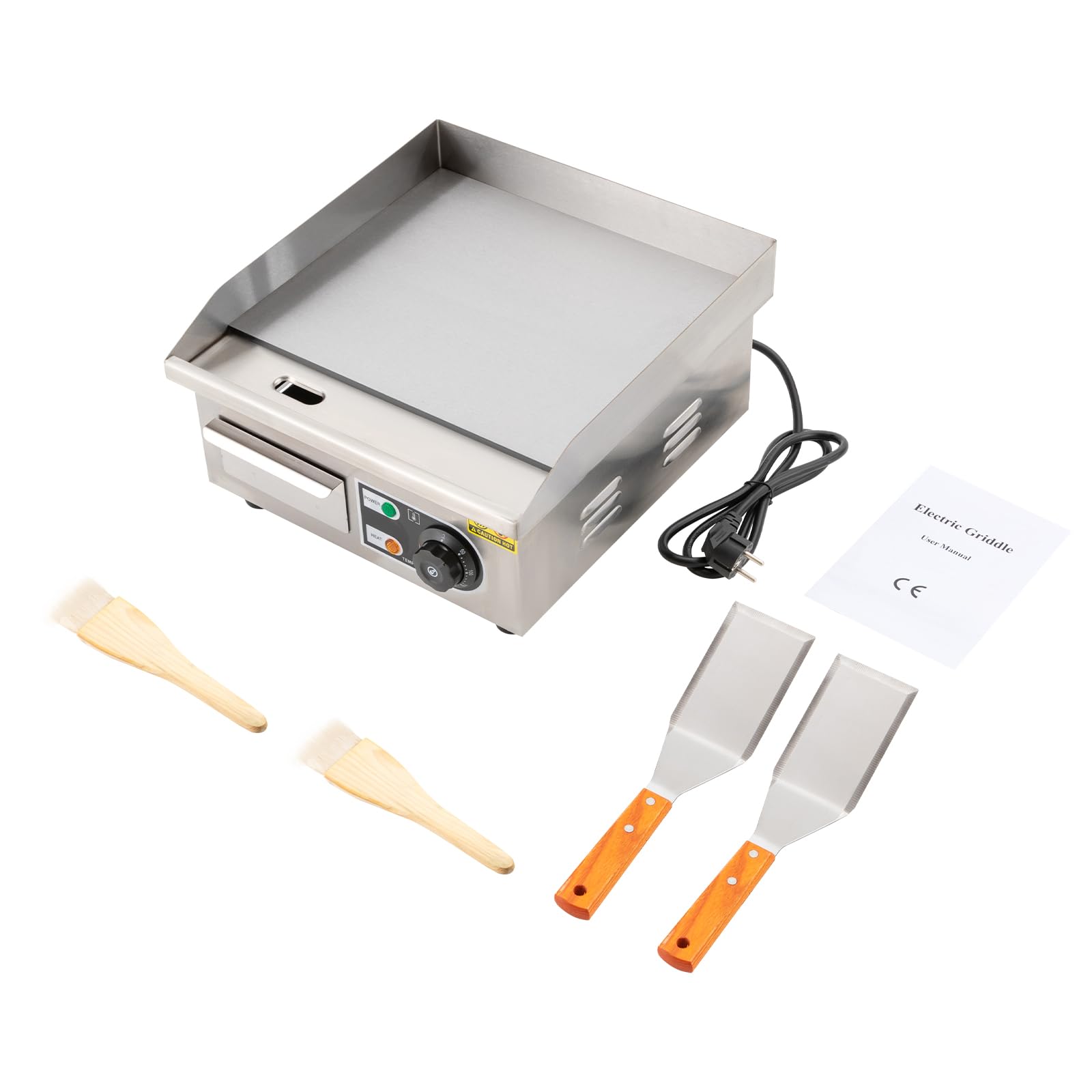 Elektrische Grillplatte 2000W Edelstahl 35.5x38x21cm 8mm Eisenplatte 50-300℃
