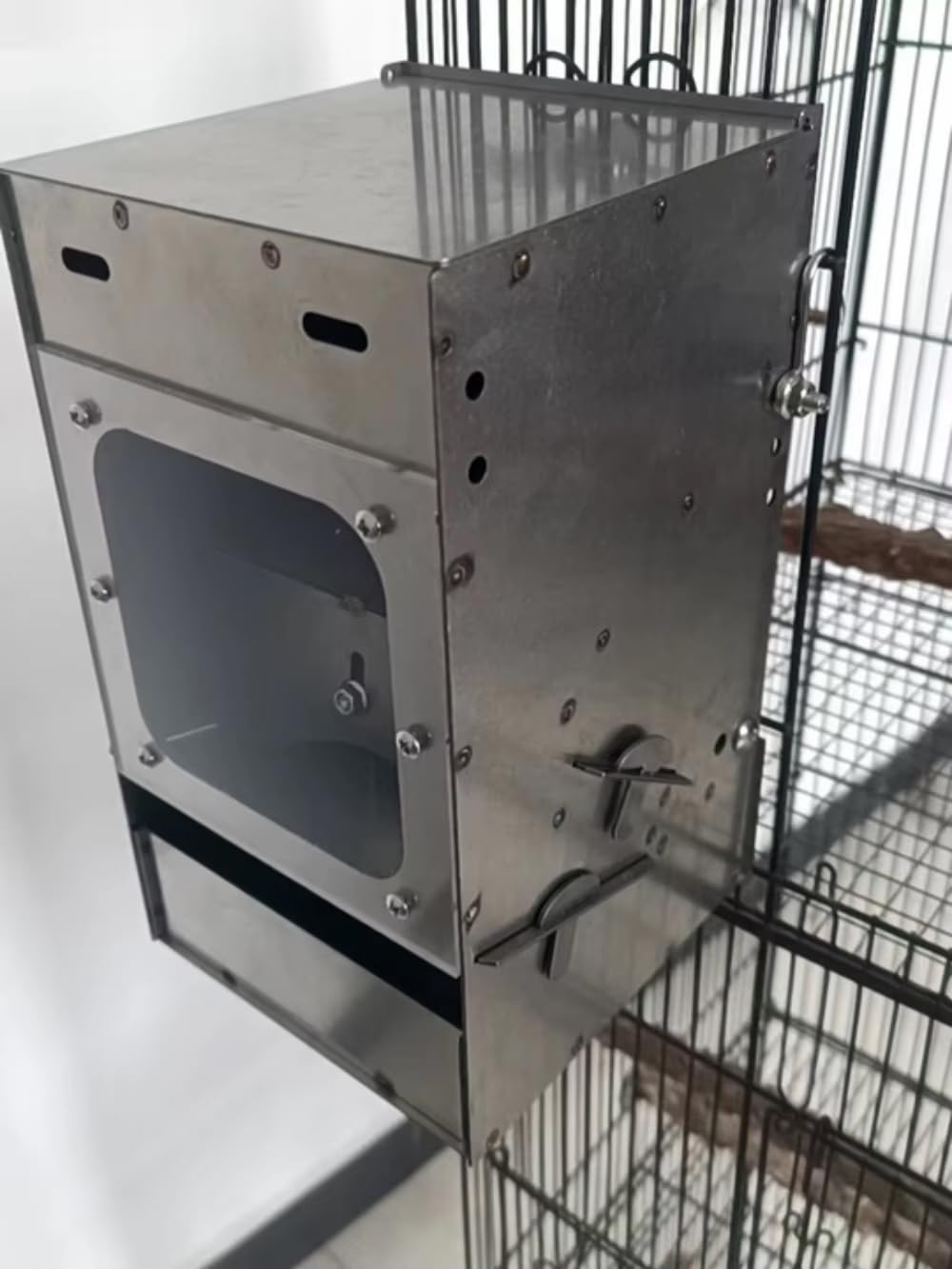 Comedero Automático de Acero Inoxidable para Loros, Antiderrame y Resistente a las Mordeduras, Ideal para Loros Grandes