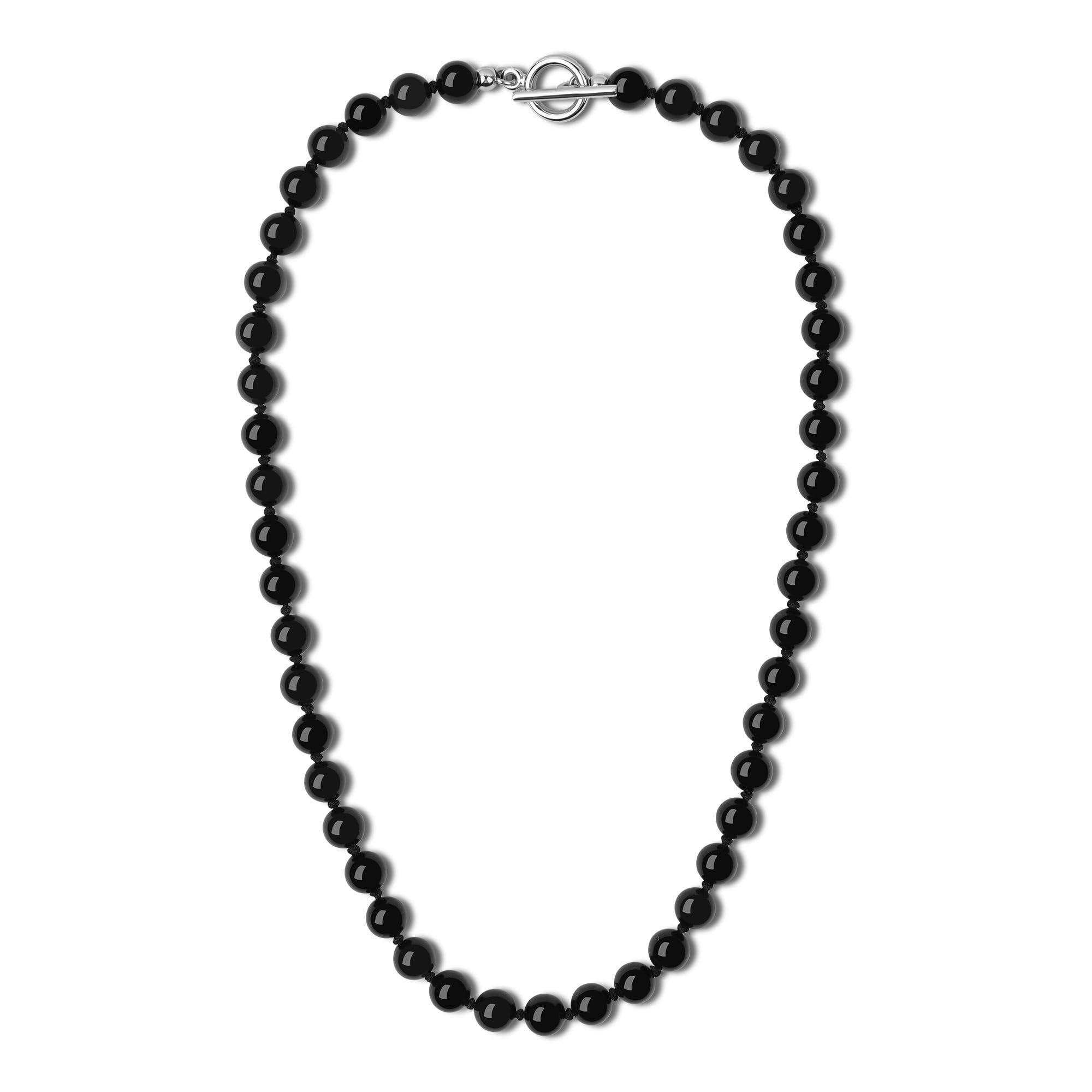 GAVU Collar de Cuentas de Piedras Naturales Anudadas a Mano Una por Una con Cierre T para Hombre