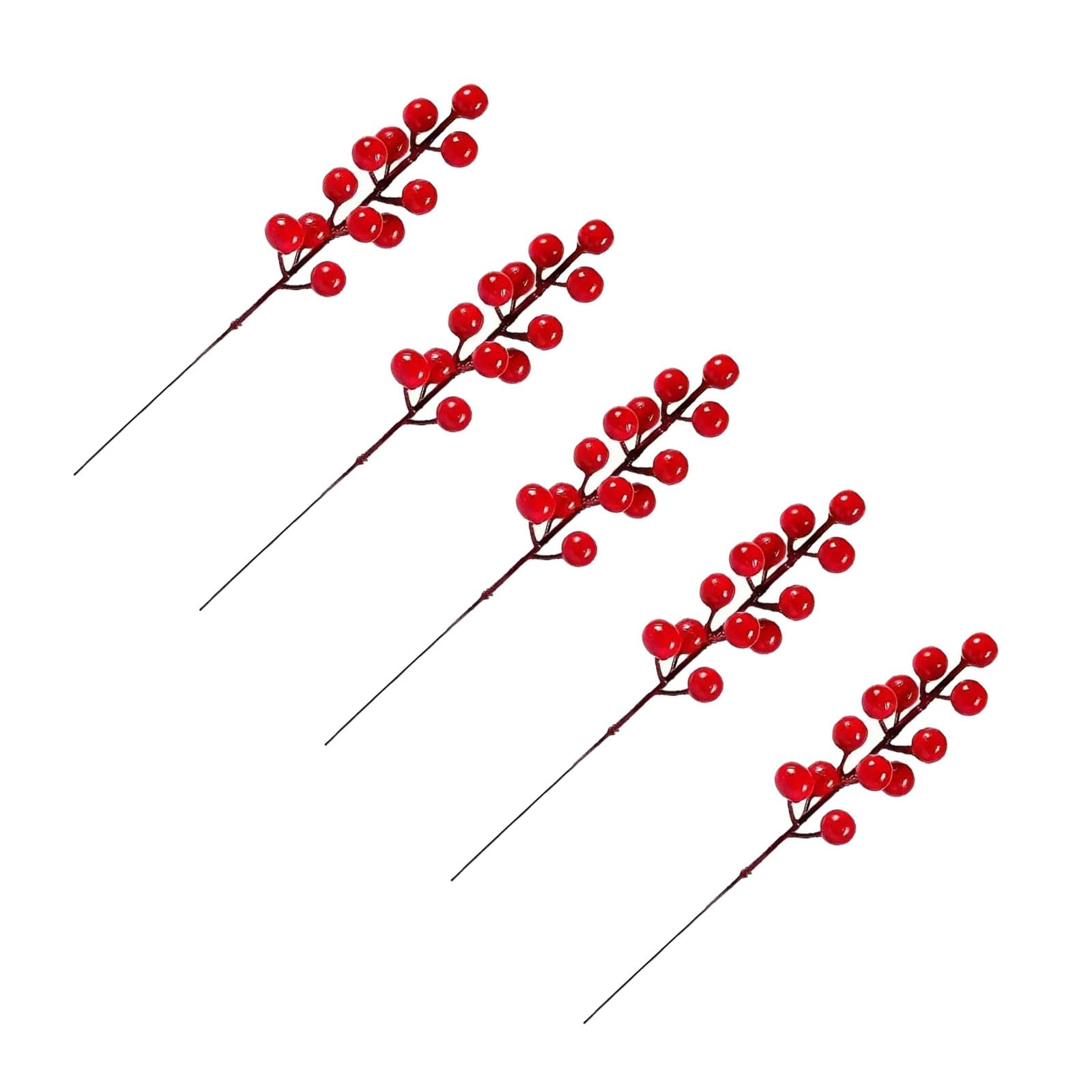 Tsophreniq Red 12 Forked Red 50Pcs Christmas Berries Branches With Bendable Iron Stems For Festival Table Centerpieces Christmas Tree Wreath Display Pvc Berries Branches