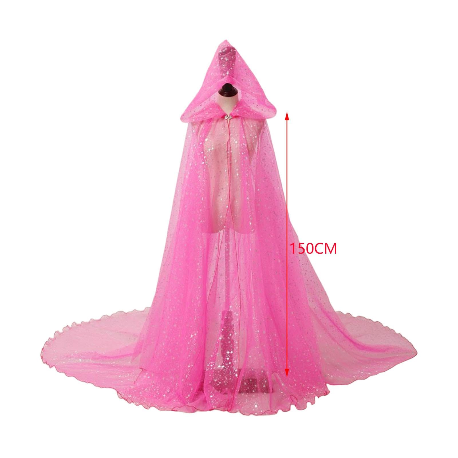 Mantello con Cappuccio per Donna, Mantello Da Sposa per Adulti, Costume, Lungo, Lavabile, Mantello con Cappuccio in Tulle Lucido, Mantello Da Sposa Pe