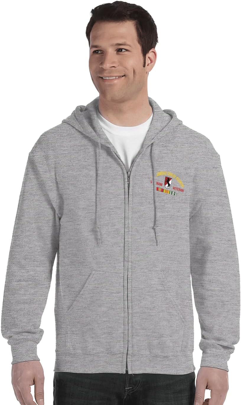 Military Productions US Army 11th Infantry Brigade Vietnam Veteran Full Zip Sweatshirt Officially Licensed