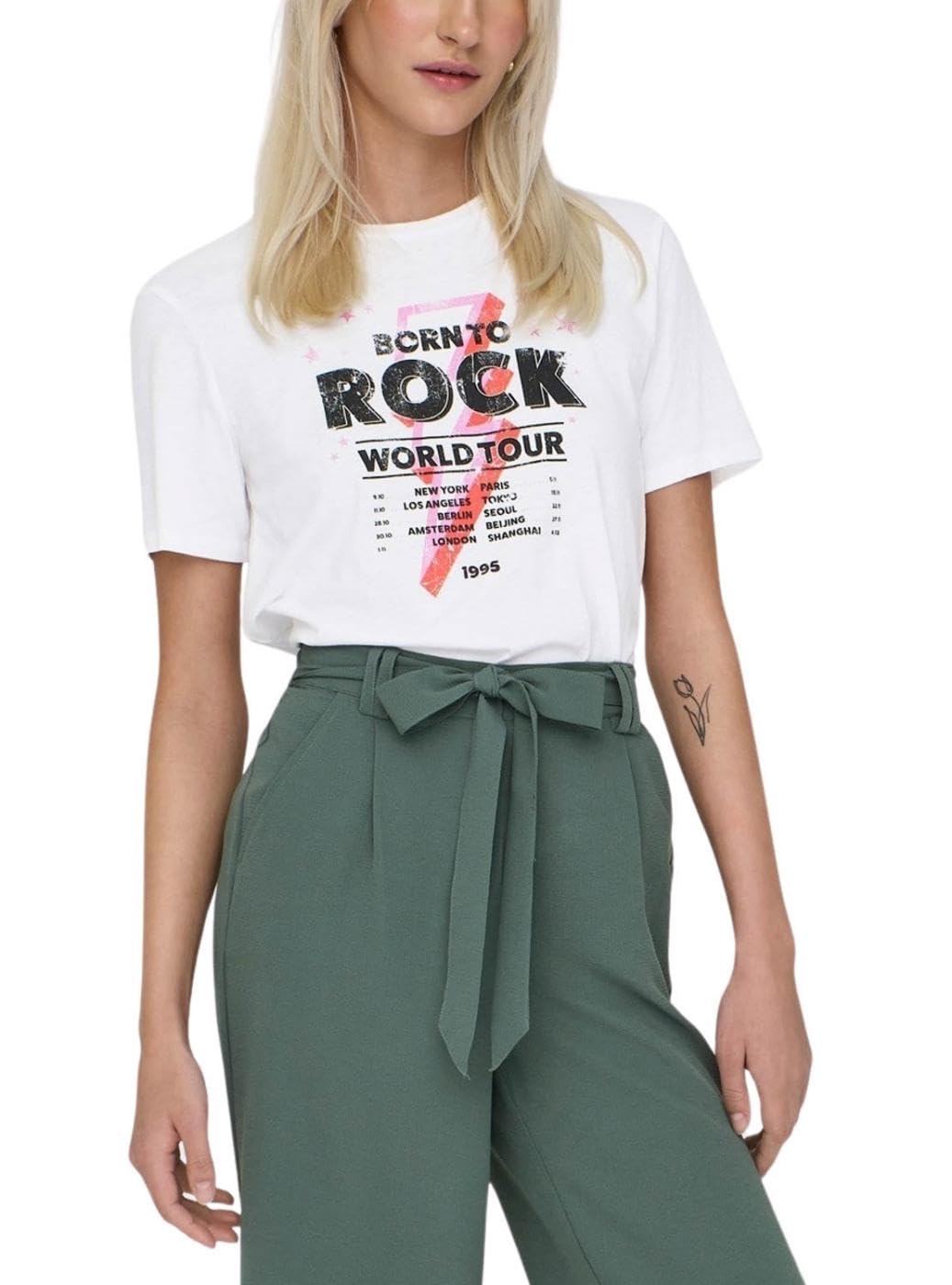 ONLY Onllucia Reg S/S Top JRS, White, XS