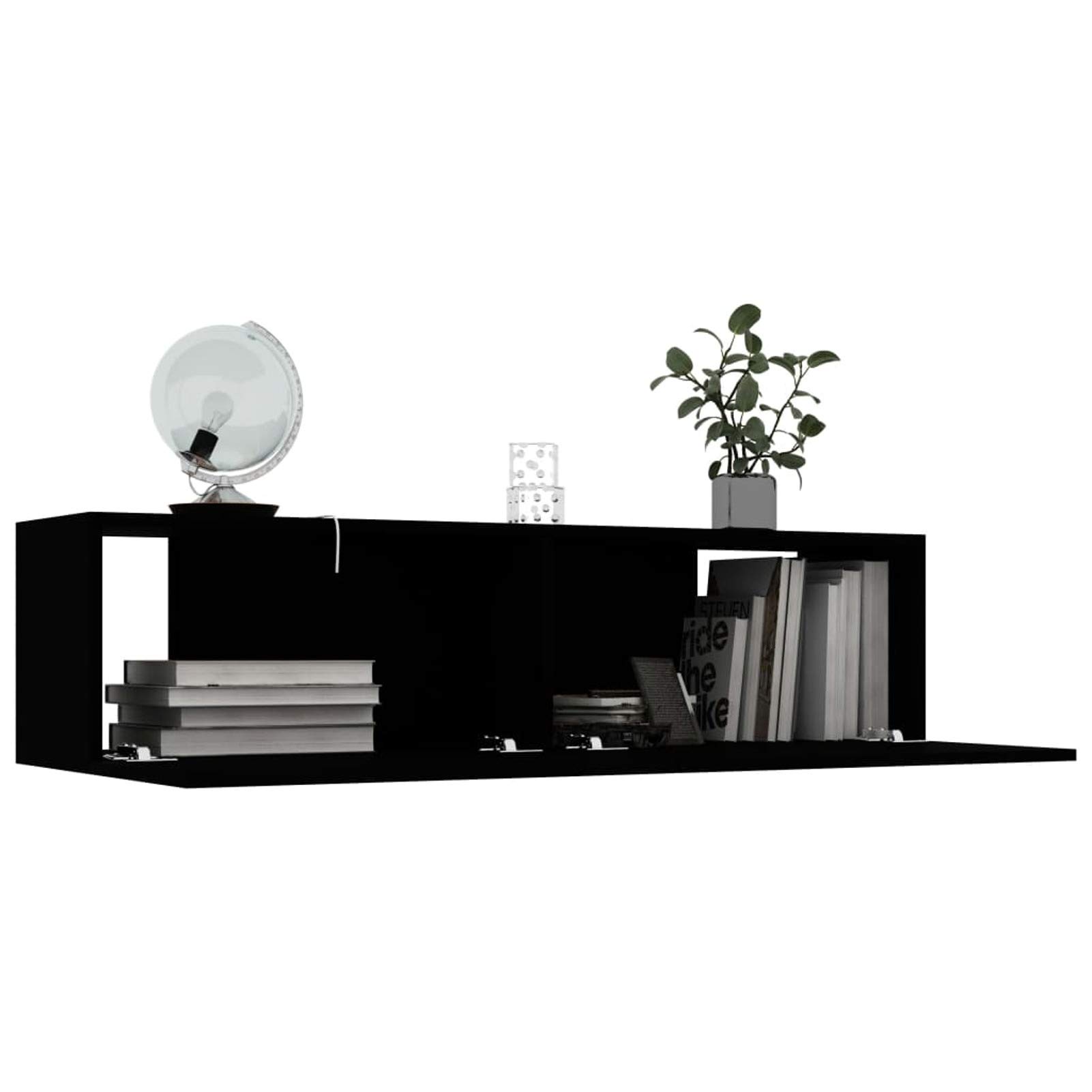 Rantry TV Schrank Schwarz 120x30x30cm Holzwerkstoff Entertainment Center Schrank TV Ständer HiFi-Schrank Stereoschrank TV-Einheit Wohnzimmer Möbel Home Indoor Storage Chest