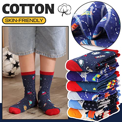 Anlisim Boys Kids Socks Fun Crazy Novelty Funny Silly Space Crew Cotton Teenage Boy Children Socks 6 Pairs Gift Stocking Stuffers(Rocket & Space,5-8Y) #TOP2