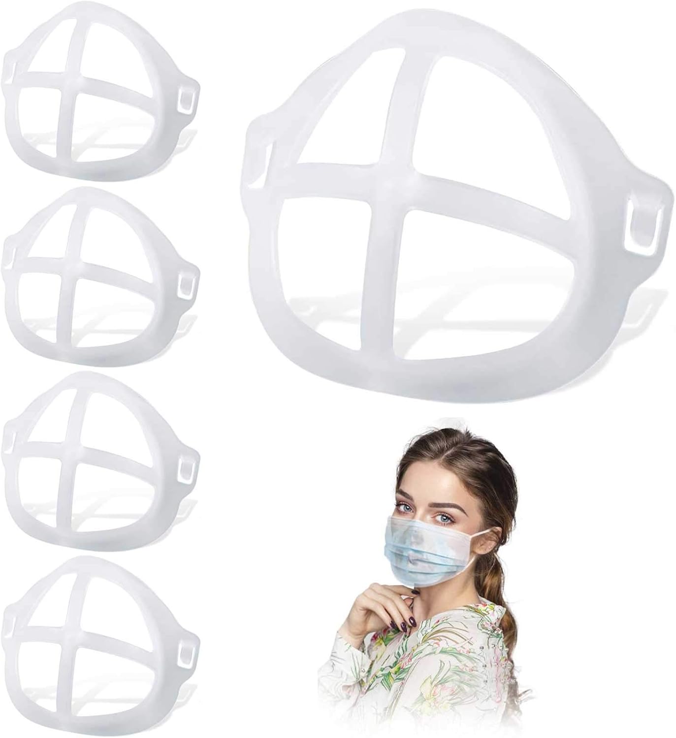 3D Mask Bracket for Comfortable Breathing Face Mask Holder Internal Support Frame Under Frame Lipstick Protector Keep Washable Reusable off Mouth Protector To Create More Breathing Space 5Pcs