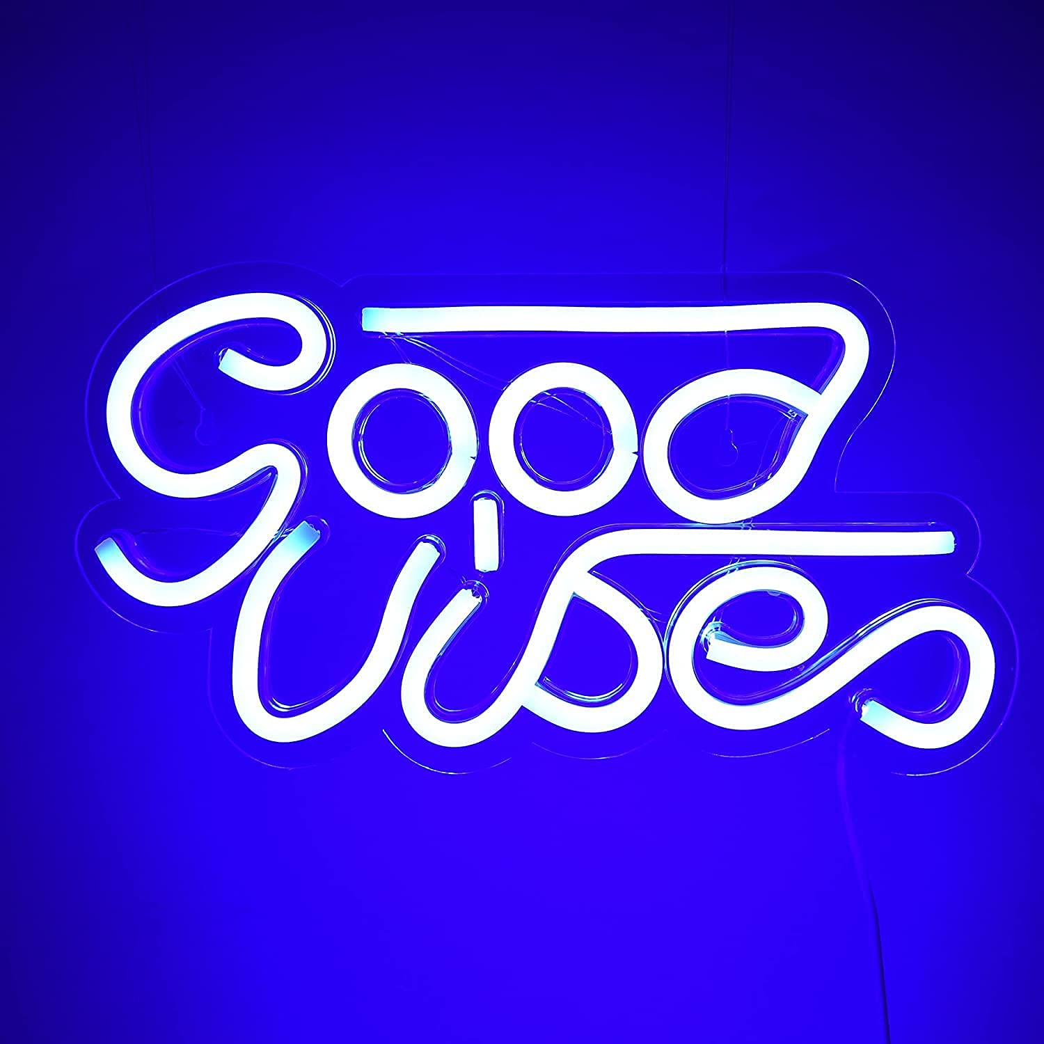 Unique Ads Media Good Vibes Neon Lights/Neon Signs | Neon Lights for Room Decoration, Bedroom, Neon Signs Decor for Room Wall, Neon Led Lights, Neon Light | Color : Blue (18" X 33")