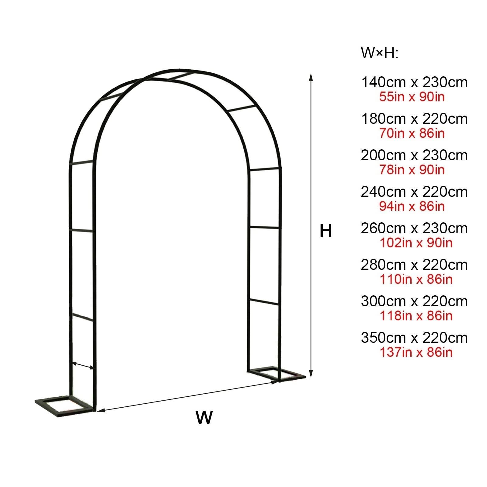 SDdPulse Arco da giardino in metallo, arco di rose staccate, sfondo per matrimoni, arco decorativo a palloncino, per varie piante rampicanti, cortile, patio, prato, riutilizzabile (bianco, 240 x 220 x
