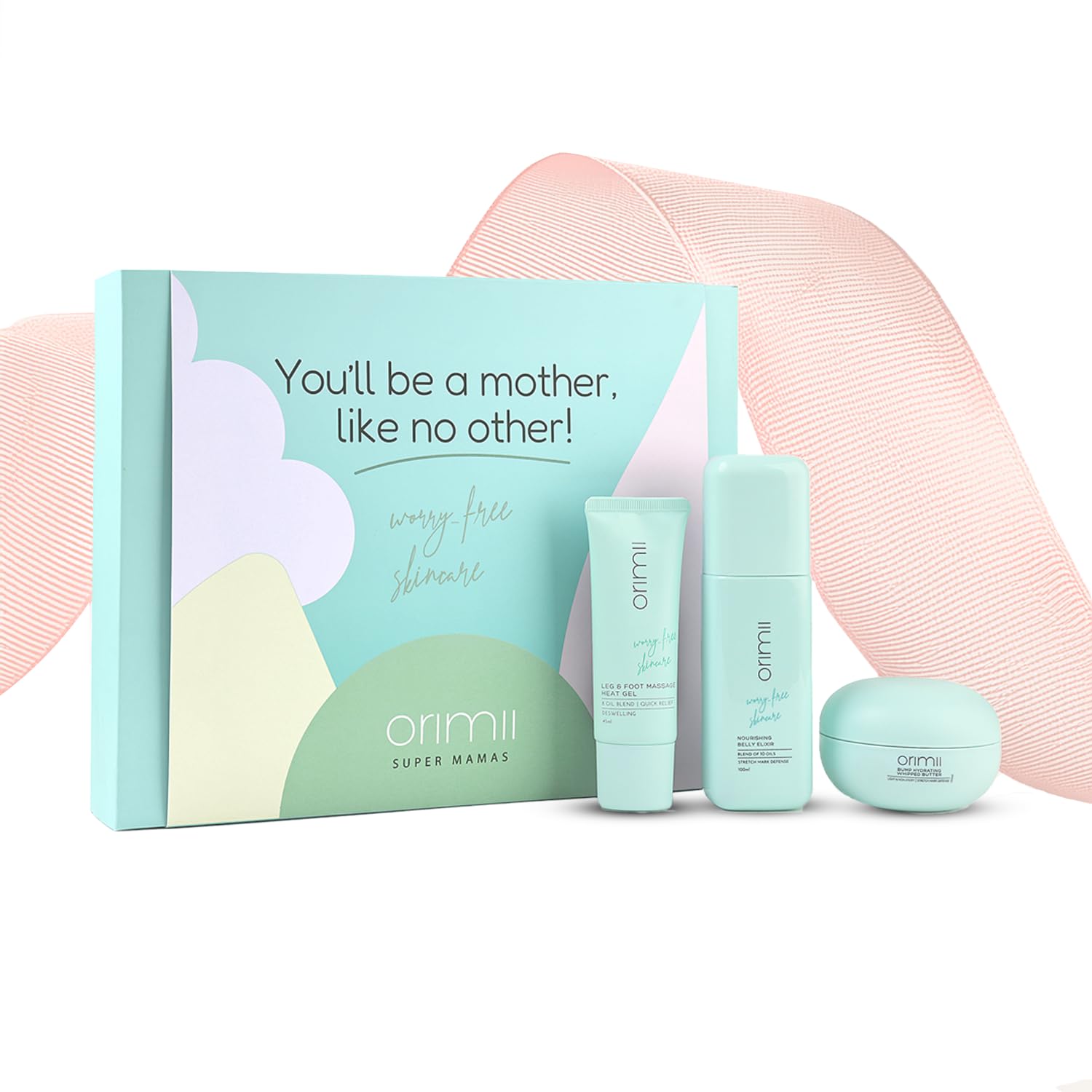 Orimii Mother Like No Other Pregnancy Safe Skincare Gift Box For Pregnant Women with Bump Butter, Belly Treatment Elixir & Foot Massage Gel | Baby Shower Special Gift Set