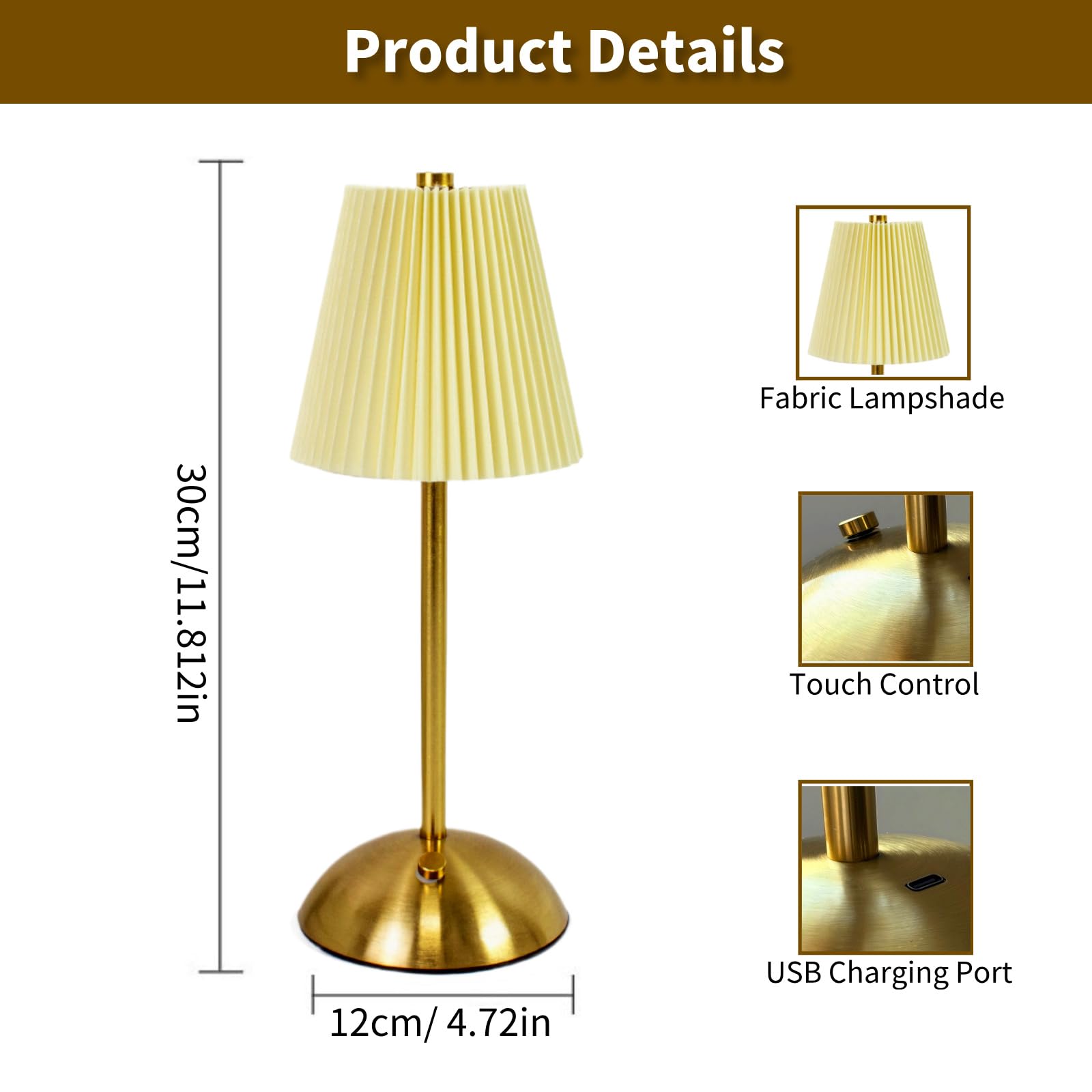 Bezprzewodowa lampa stołowa, 2 sztuki, zasilana bateriami, lampka nocna LED, 3 kolory, ściemniana, lampa biurkowa ze sterowaniem dotykowym, przenośna szafka nocna, dekoracja małego stołu, do sypialni