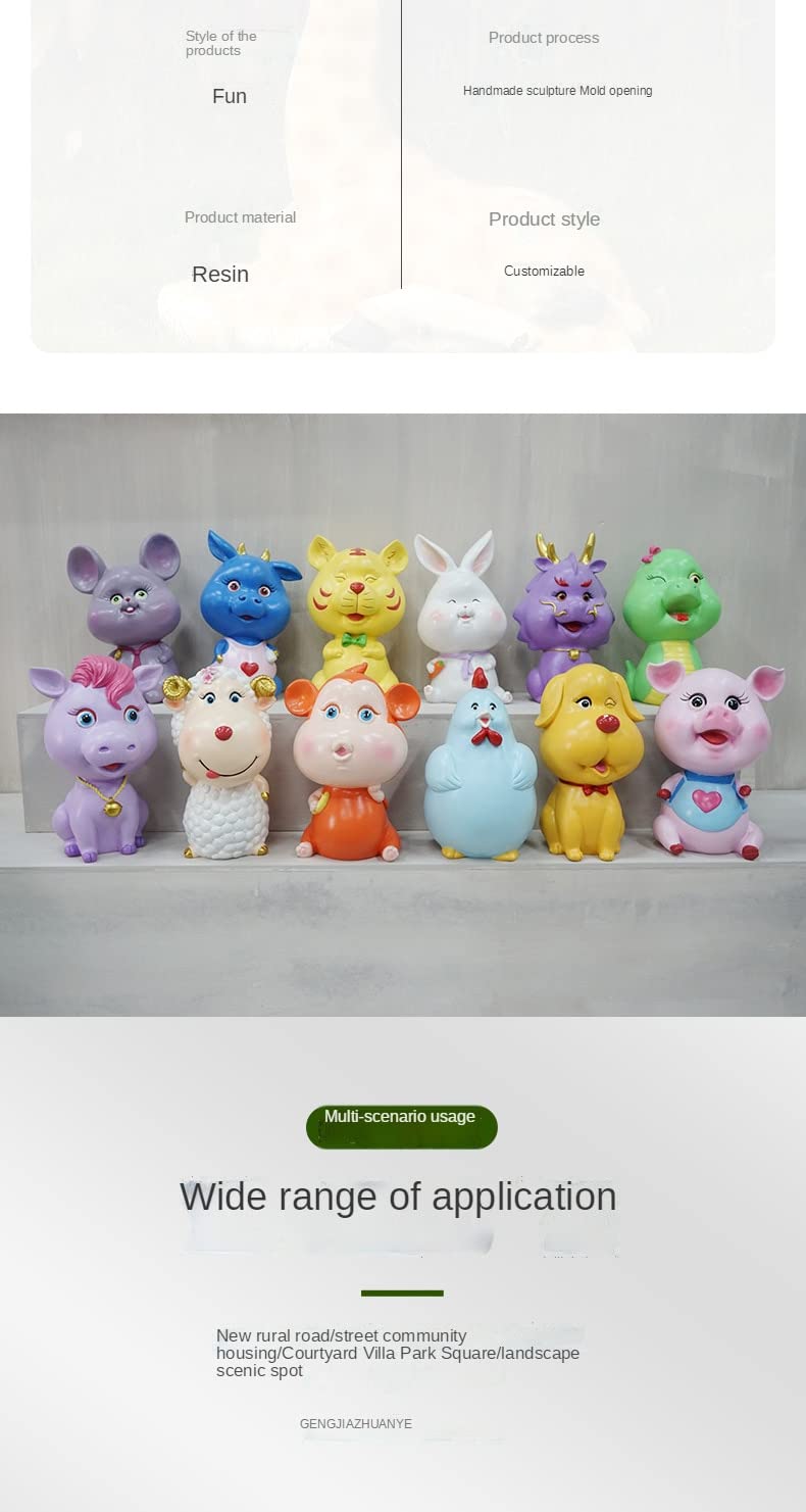 Na zewnątrz dziedziniec, imitacja zwierzęcia zodiak ozdoby figurki, rzemiosło z żywicy, ozdoby z żywicy zodiaku, ozdoby z żywicy, doniczki na zewnątrz ogrodowe, dekoracje na biurko, (rat)