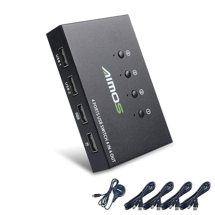 Amazon.co.jp: AIMOS USB切替器、4入力4出力USB切り替え+ハブ、4