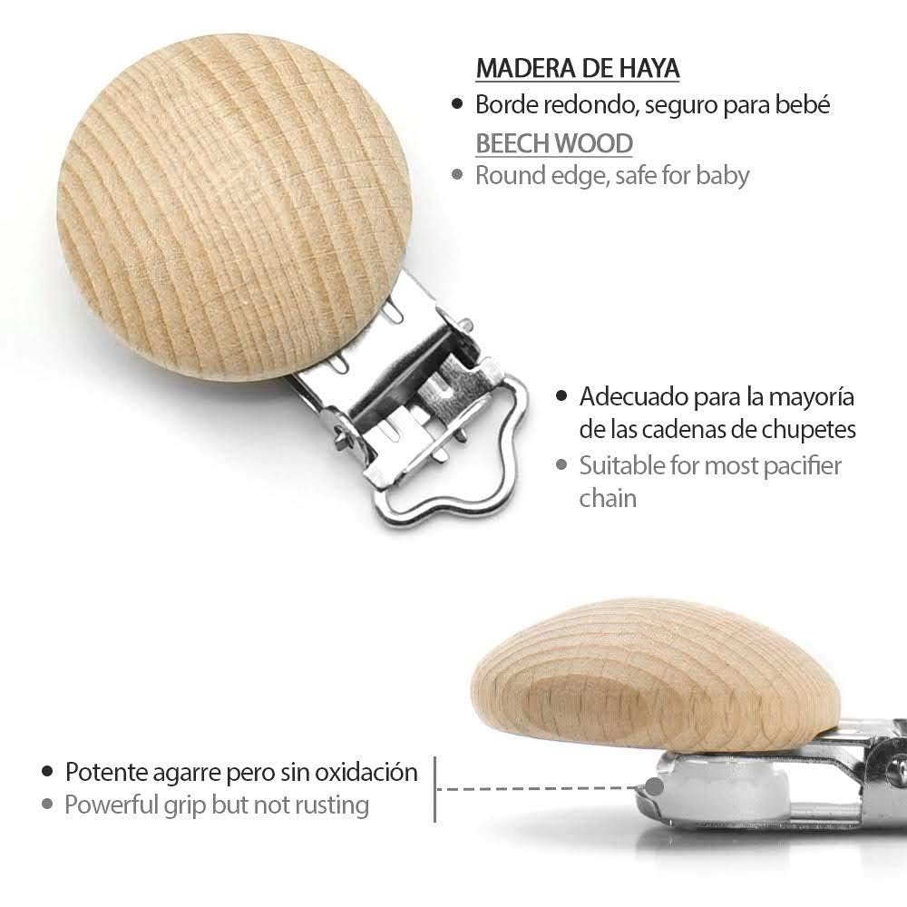 RUBY 10 clip per ciuccio, in legno, per bambini, per il fai da te, per il fai da te, per evitare che il ciuccio, per il fai da te