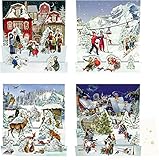  Mini-Adventskalender-Sortiment - Nostalgische Winterwelten: 4 Motive x 6 Ex.