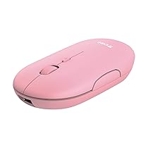 Trust Puck Mouse Wireless Ricaricabile, Bluetooth o 2.4 GHz con Mini Ricevitore USB, Silenzioso, Pulsante DPI, Mouse Bluetooth Ergonomico ‎Senza Fili per PC, Macbook, Mac, Computer, iPad – Rosa