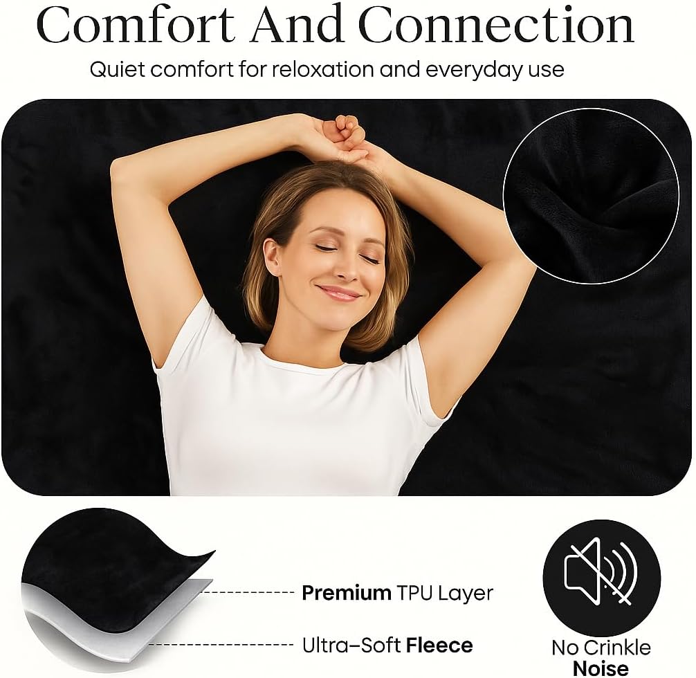 Waterproof Blanket for Bed Intimacy (80"x 60" Queen Size) Reversible Plush Fleece 250 GSM, Love Blanket, Moisture Absorbent TPU Stain Proof Couch Bed Mattress Water Proof Cover Black/Gray - Image 6