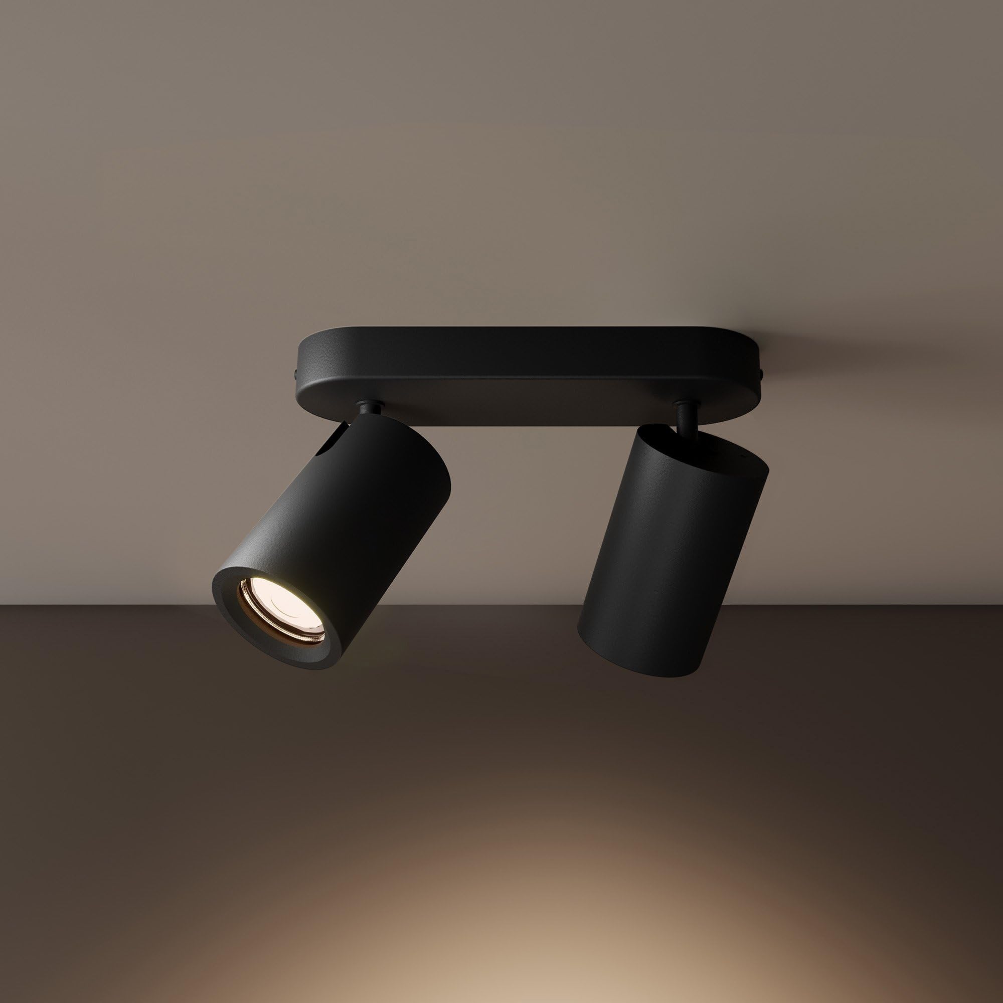 Ledvion - Ceiling Spotlight LED Black 2 Lights, Rectangular, tiltable, GU10 Socket, IP20, Amature - Image 4