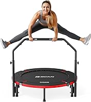 Vista 12 de BCAN 40/48" Foldable Mini Trampoline Max Load 330lbs/440lbs, Fitness Rebounder with Adjustable Foam Handle, Exercise Trampoline for Adults
