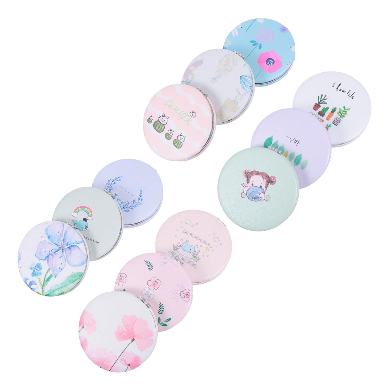 minkissy 12pezzi Specchio Compatto Portatile per Trucco da Viaggio Specchietto Tascabile da Donna per Borse Viaggi e Controllo del Make-up