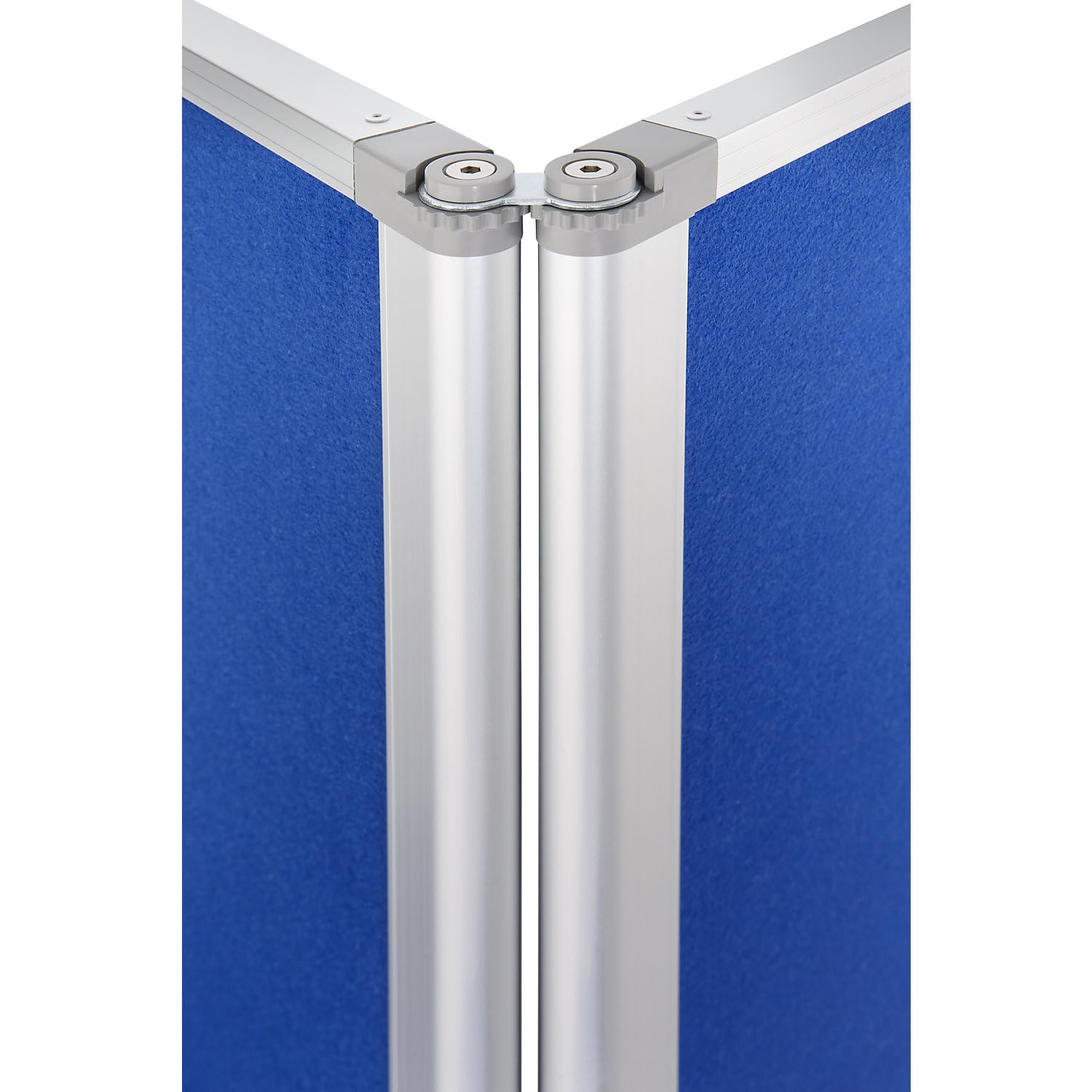 magnetoplan | 3-Paneel Raumteiler Faltwand mit Rollen 1800 x 1810 x 370 mm | Mobile Trennwand | Ausstellungs-Sichtschutz | Büro-Raumteiler, 1105303, Rahmenfarbe: altweiß| Wandfarbe: royalblau