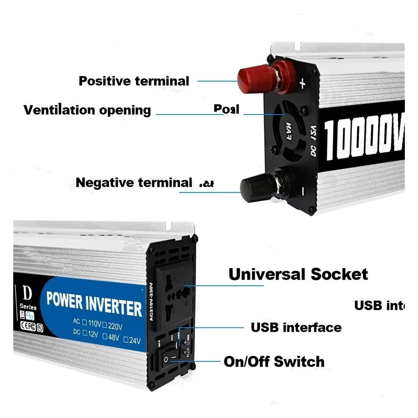 Inversor Potencia Kit Generador Solar Panel 10000W 500W Controlador 100A Inversor Fuera Red 12V 220V para Respaldo Toda Casa del Hogar/RV Convertidor