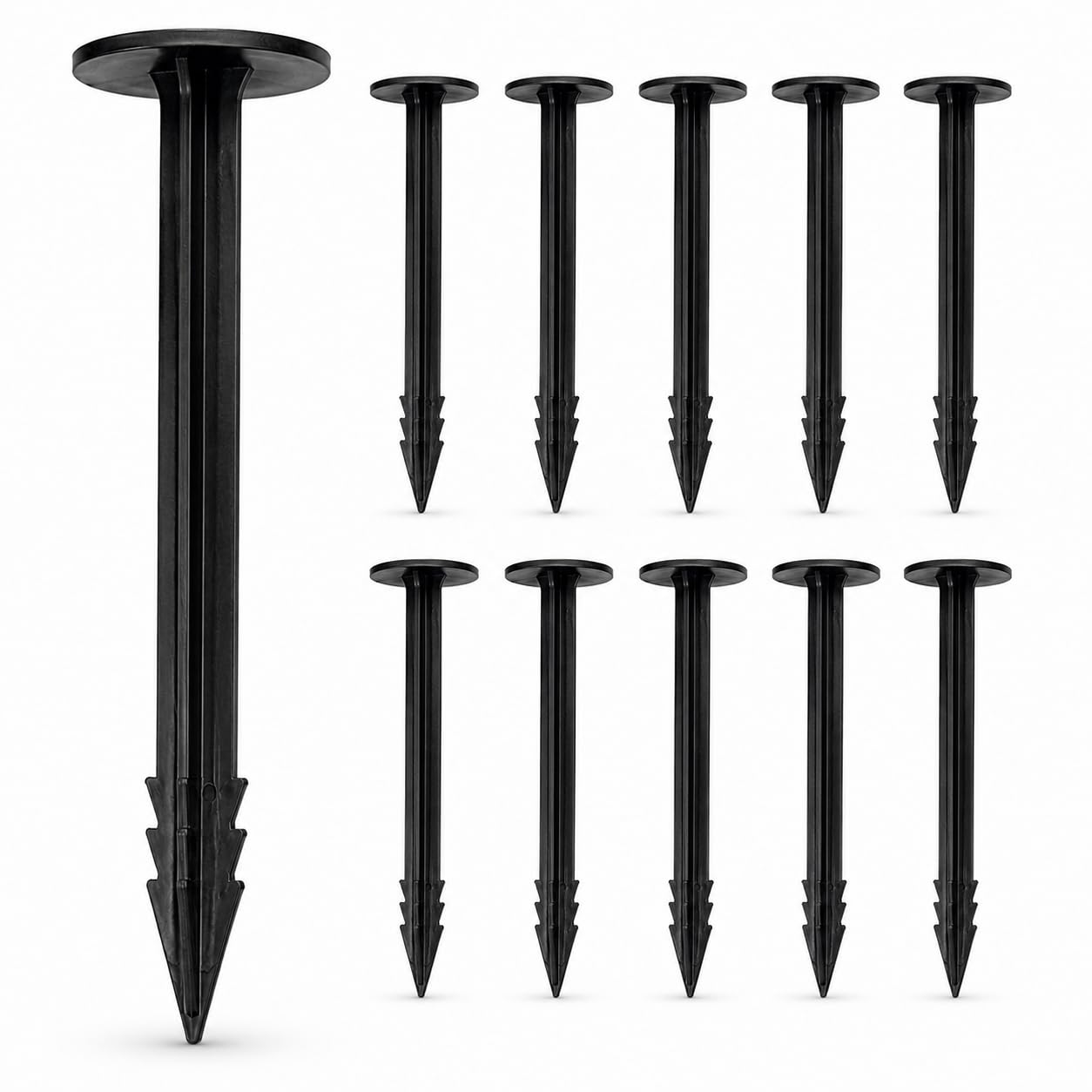 7 Inch Plastic Weed Mat Nails with Large Cap Head | Heavy Duty Landscape Ground Nails for Weed Barrier Fabric, Mulch Film, Garden Ground Cover Fixing | Black (Pack of 15)-image-31