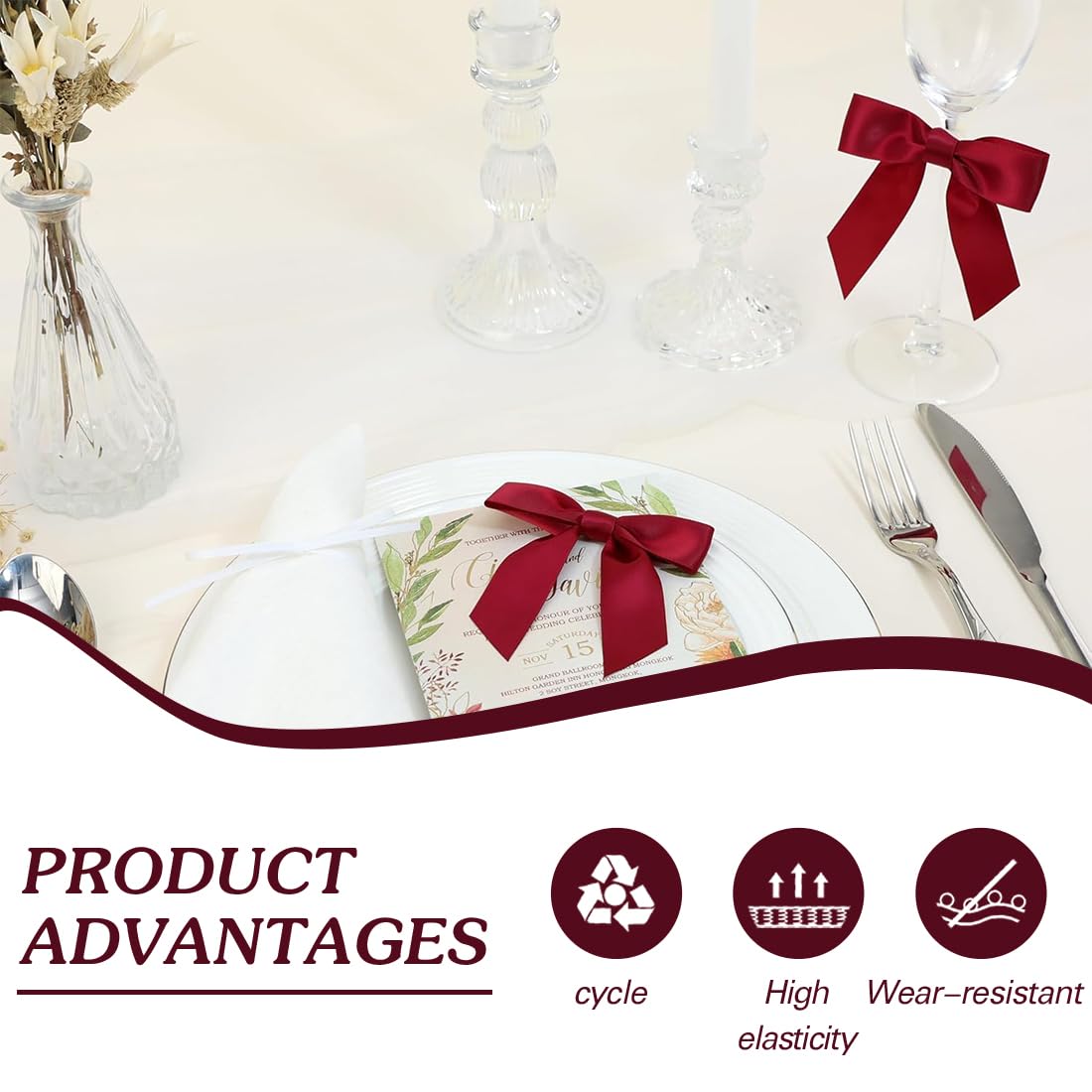 50 Pcs Lazos De Regalo Vino Rojo Pequeños Lazos Decoración Para Navidad Bodas Y Envoltorios De Regalo