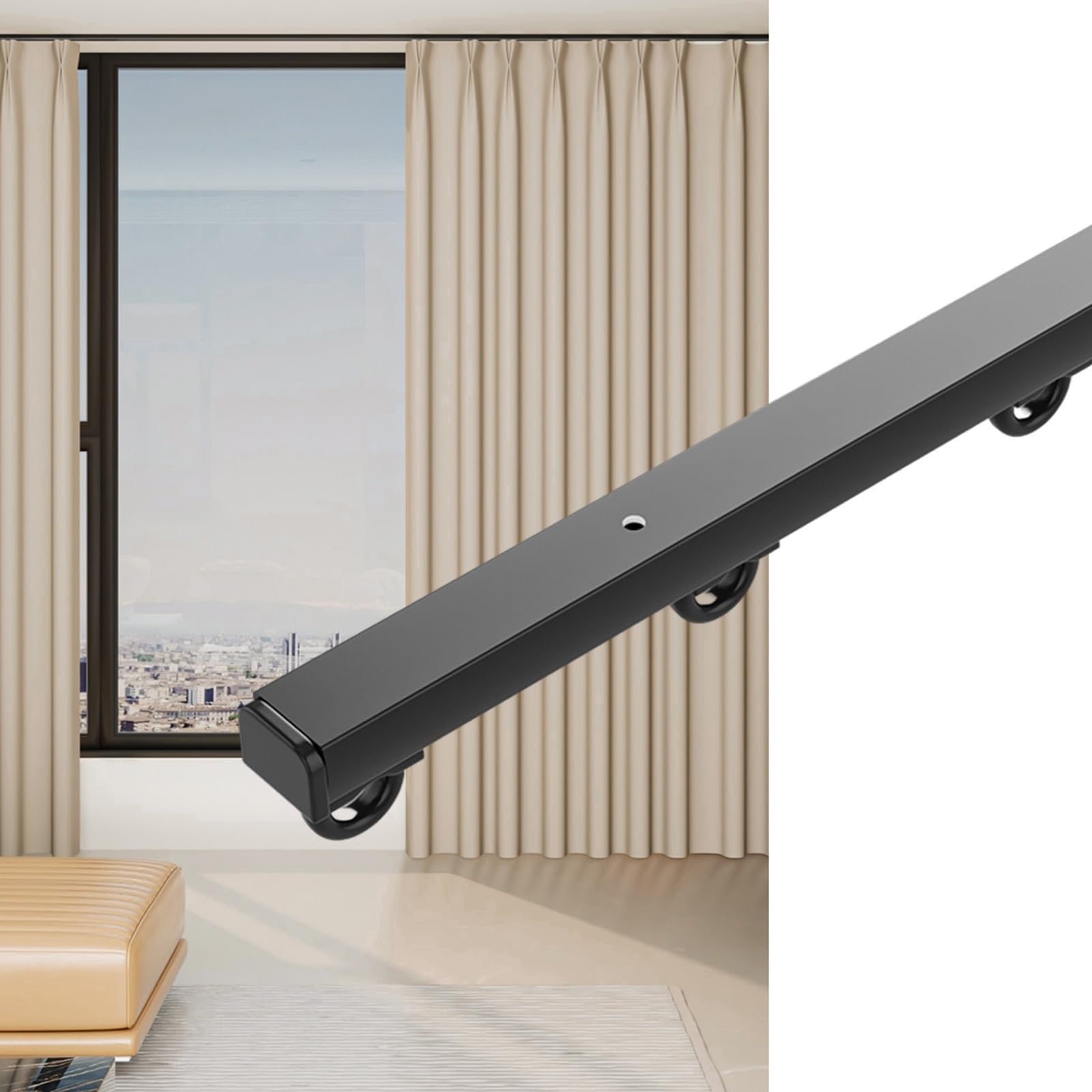 Tringles à rideaux pour camping-car et séparateur de pièce alu noir 240 cm