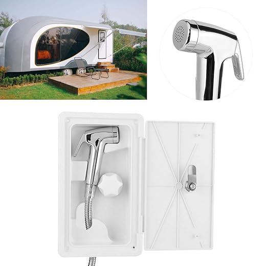 Caja de ducha para vehículos recreativos Herramienta de ducha para vehículos recreativos Accesorios para autocaravanas Caja de ducha exterior Interruptor de frío caliente con 2 llaves Kit para barco m
