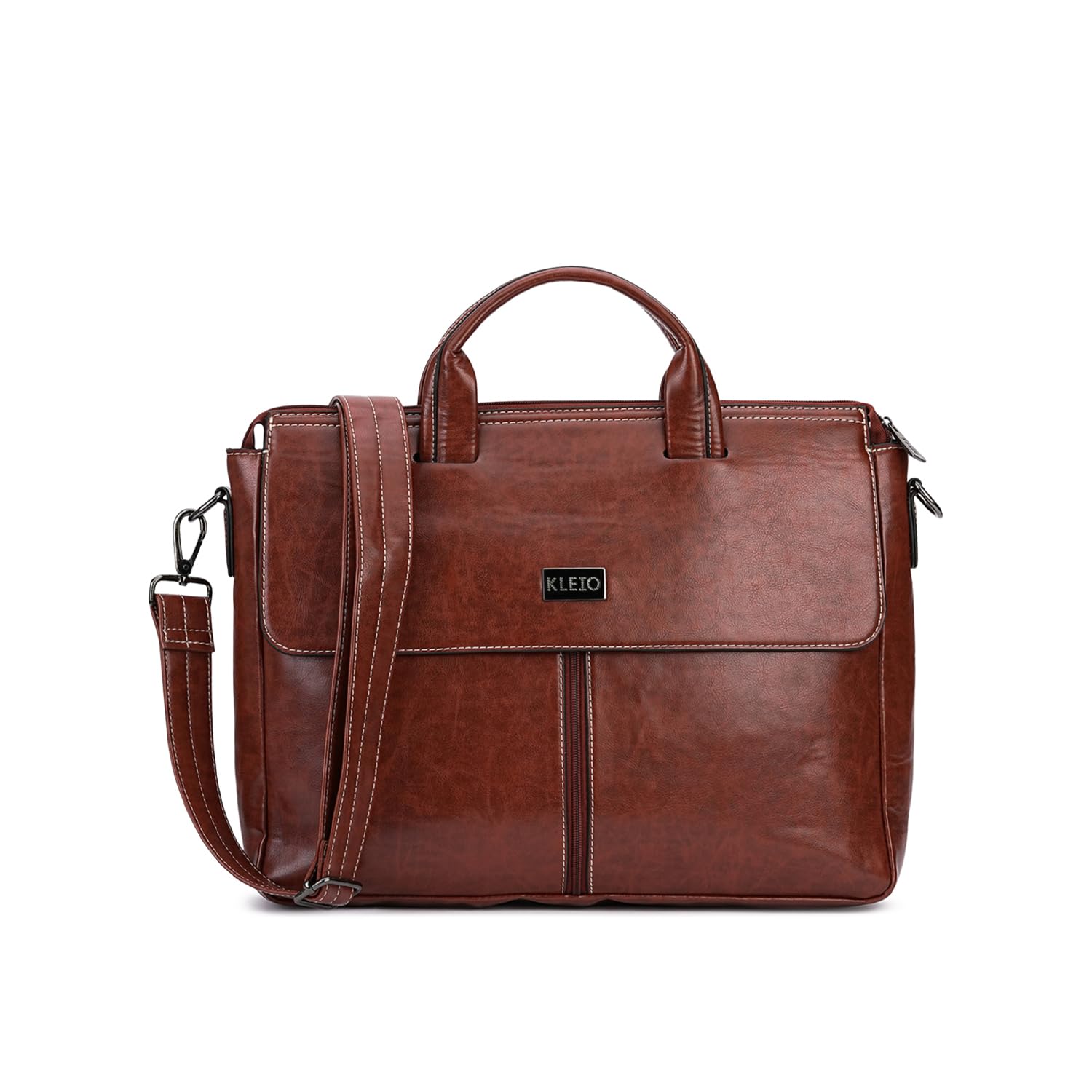 KLEIO Vegan Leather Marble Textured Unisex Laptop Handbag with Zip Closure & Crossbody Straps | Formal Spacious Office Laptop Bag Suitable for Work & Travel