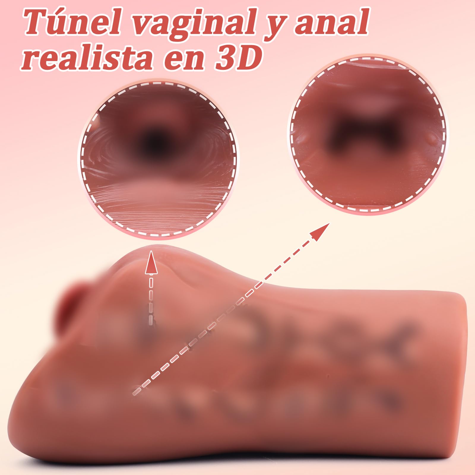 742G 2EN1 3D Vagina Anal Masturbador Realista, Juguetes Sexuales para Hombres y Pareja, Real Sex